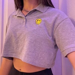Grey Faded Rose crop top